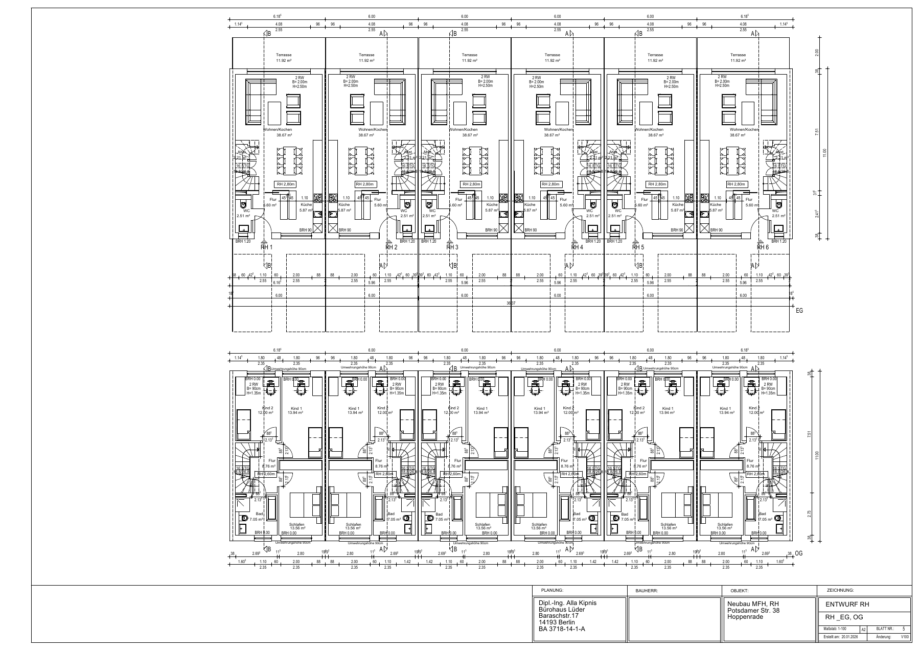 6 таунхаусов · планы EG и OG — Планировки, страница 1 PDF